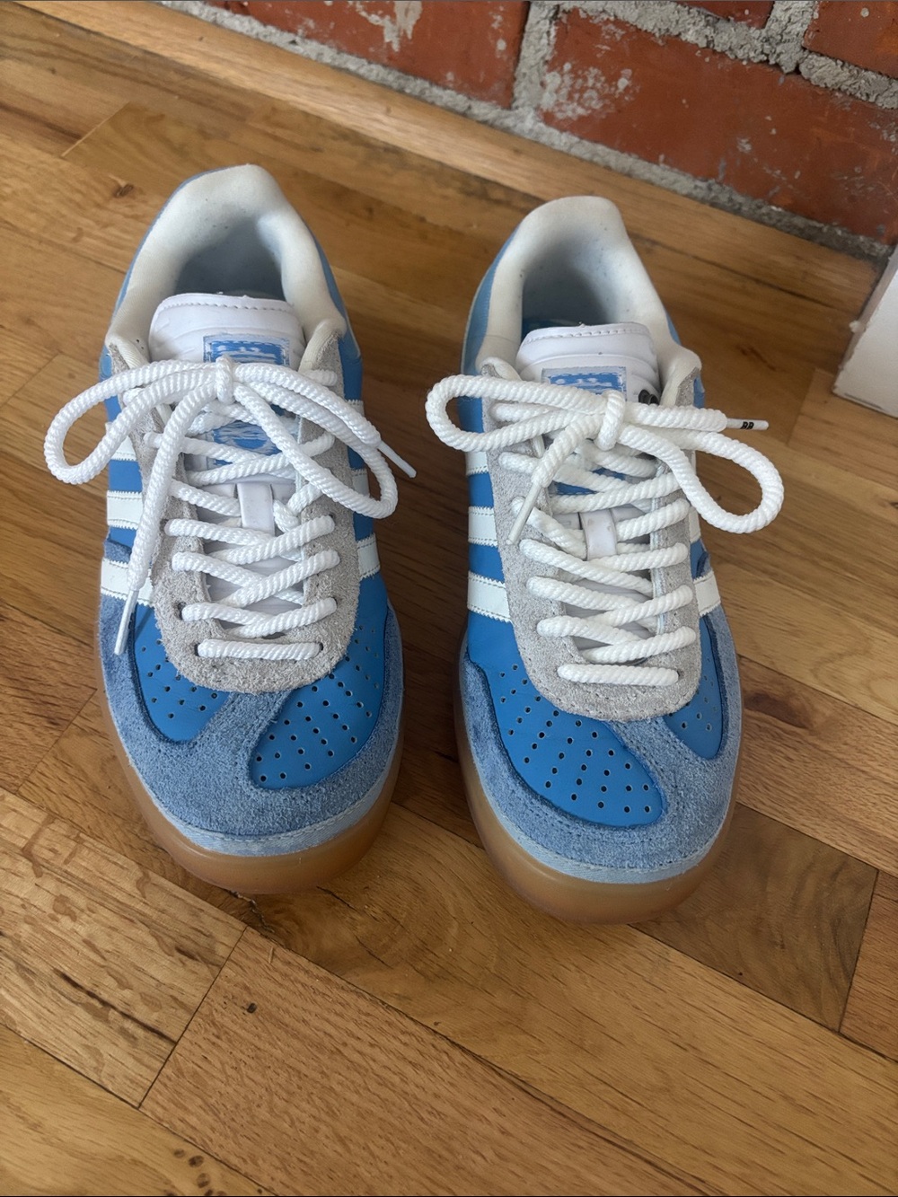 Bad Buddy adidas Men’s Light Blue & White Suede Low-Top Sneakers